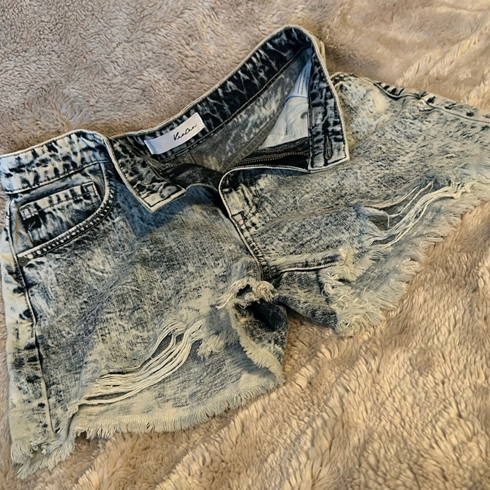 Kancan bleached/distressed shorts